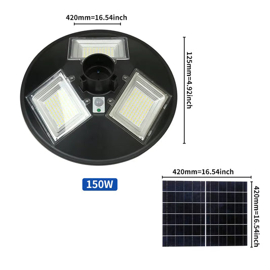 Lampadaire Solaire LED 3 Têtes Éclairage Solaire Puissant IP65